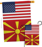 Macedonia US Friendship - Nationality Flags of the World Vertical Impressions Decorative Flags HG140439 Made In USA