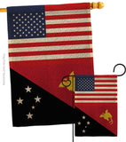 Papua New Guinea US Friendship - Nationality Flags of the World Vertical Impressions Decorative Flags HG140480 Made In USA