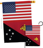 Papua New Guinea US Friendship - Nationality Flags of the World Vertical Impressions Decorative Flags HG140480 Made In USA