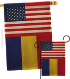 Romania US Friendship - Nationality Flags of the World Vertical Impressions Decorative Flags HG140491 Made In USA