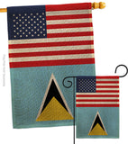 Saint Lucia US Friendship - Nationality Flags of the World Vertical Impressions Decorative Flags HG140496 Made In USA