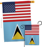 Saint Lucia US Friendship - Nationality Flags of the World Vertical Impressions Decorative Flags HG140496 Made In USA