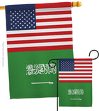 Saudi Arabia US Friendship - Nationality Flags of the World Vertical Impressions Decorative Flags HG140639 Made In USA