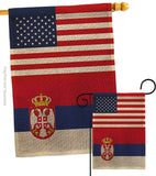 Serbia US Friendship - Nationality Flags of the World Vertical Impressions Decorative Flags HG140643 Made In USA