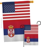 Serbia US Friendship - Nationality Flags of the World Vertical Impressions Decorative Flags HG140643 Made In USA