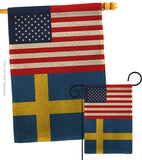 Sweden US Friendship - Nationality Flags of the World Vertical Impressions Decorative Flags HG140659 Made In USA