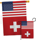 Switzerland US Friendship - Nationality Flags of the World Vertical Impressions Decorative Flags HG140660 Made In USA