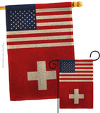 Switzerland US Friendship - Nationality Flags of the World Vertical Impressions Decorative Flags HG140660 Made In USA