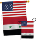 Syria US Friendship - Nationality Flags of the World Vertical Impressions Decorative Flags HG140661 Made In USA