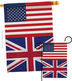 United Kingdom US Friendship - Nationality Flags of the World Vertical Impressions Decorative Flags HG140678 Made In USA