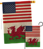 Wales US Friendship - Nationality Flags of the World Vertical Impressions Decorative Flags HG140691 Made In USA