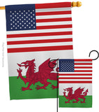 Wales US Friendship - Nationality Flags of the World Vertical Impressions Decorative Flags HG140691 Made In USA