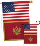 Montenegro US Friendship - Nationality Flags of the World Vertical Impressions Decorative Flags HG140697 Made In USA