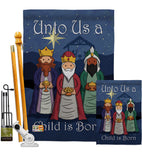 Child is Born - Nativity Winter Vertical Impressions Decorative Flags HG114129 Made In USA