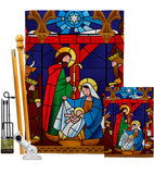 Stained Glass Nativity - Nativity Winter Vertical Impressions Decorative Flags HG137300 Made In USA