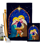 Birth Of Jesus - Nativity Winter Vertical Impressions Decorative Flags HG137358 Made In USA