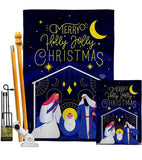 Merry Nativity Family - Nativity Winter Vertical Impressions Decorative Flags HG192712 Made In USA