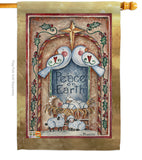 Peace on Earth Doves & Nativity - Nativity Winter Vertical Impressions Decorative Flags HG114125 Made In USA