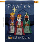 Child is Born - Nativity Winter Vertical Impressions Decorative Flags HG114129 Made In USA