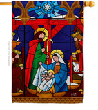 Stained Glass Nativity - Nativity Winter Vertical Impressions Decorative Flags HG137300 Made In USA