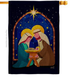 Birth Of Jesus - Nativity Winter Vertical Impressions Decorative Flags HG137358 Made In USA