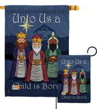 Child is Born - Nativity Winter Vertical Impressions Decorative Flags HG114129 Made In USA