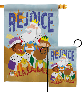 Fa La La Rejoice - Nativity Winter Vertical Impressions Decorative Flags HG114130 Made In USA