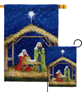 Nativity of Jesus - Nativity Winter Vertical Impressions Decorative Flags HG114214 Made In USA