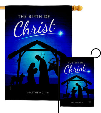Birth Of Christ - Nativity Winter Vertical Impressions Decorative Flags HG114250 Made In USA