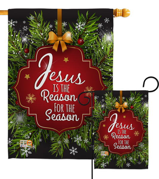 Jesus is the Reason - Nativity Winter Vertical Impressions Decorative Flags HG191059 Made In USA