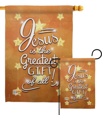 Jesus is the Greatest Gift - Nativity Winter Vertical Impressions Decorative Flags HG191060 Made In USA