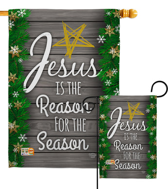 Jesus is the Reason for the Season - Nativity Winter Vertical Impressions Decorative Flags HG191076 Made In USA