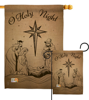 Holy Night - Nativity Winter Vertical Impressions Decorative Flags HG191078 Made In USA