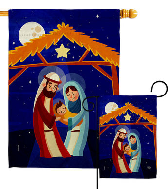 Nativity Family - Nativity Winter Vertical Impressions Decorative Flags HG192718 Made In USA