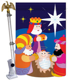 Three Kings - Nativity Winter Vertical Applique Decorative Flags HG114067