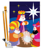 Three Kings - Nativity Winter Vertical Applique Decorative Flags HG114067