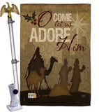 Let Us Adore Him - Nativity Winter Vertical Impressions Decorative Flags HG114111 Made In USA