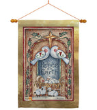 Peace on Earth Doves & Nativity - Nativity Winter Vertical Impressions Decorative Flags HG114125 Made In USA