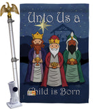 Child is Born - Nativity Winter Vertical Impressions Decorative Flags HG114129 Made In USA