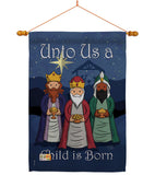 Child is Born - Nativity Winter Vertical Impressions Decorative Flags HG114129 Made In USA