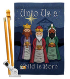 Child is Born - Nativity Winter Vertical Impressions Decorative Flags HG114129 Made In USA