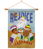 Fa La La Rejoice - Nativity Winter Vertical Impressions Decorative Flags HG114130 Made In USA