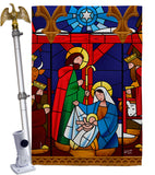 Stained Glass Nativity - Nativity Winter Vertical Impressions Decorative Flags HG137300 Made In USA