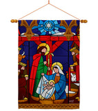 Stained Glass Nativity - Nativity Winter Vertical Impressions Decorative Flags HG137300 Made In USA