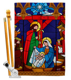 Stained Glass Nativity - Nativity Winter Vertical Impressions Decorative Flags HG137300 Made In USA