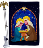 Birth Of Jesus - Nativity Winter Vertical Impressions Decorative Flags HG137358 Made In USA