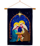 Birth Of Jesus - Nativity Winter Vertical Impressions Decorative Flags HG137358 Made In USA