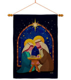 Birth Of Jesus - Nativity Winter Vertical Impressions Decorative Flags HG137358 Made In USA