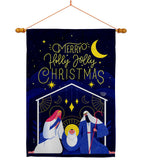 Merry Nativity Family - Nativity Winter Vertical Impressions Decorative Flags HG192712 Made In USA