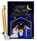 Merry Nativity Family - Nativity Winter Vertical Impressions Decorative Flags HG192712 Made In USA